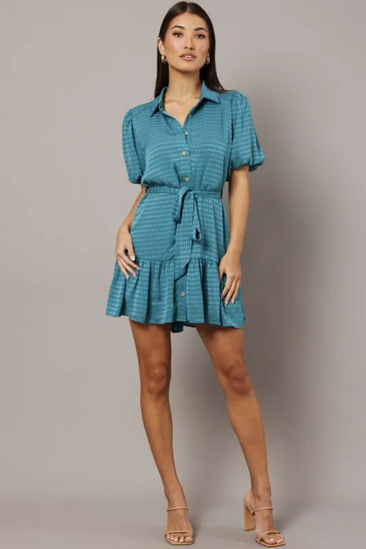 Green Fit And Flare Dress Short Sleeve Mini sold by Ally Fashion