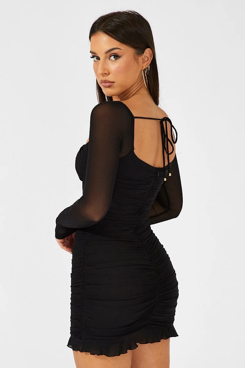 Black Bodycon Dress Ruched Mesh sold by Ally Fashion product image thumbnail 5