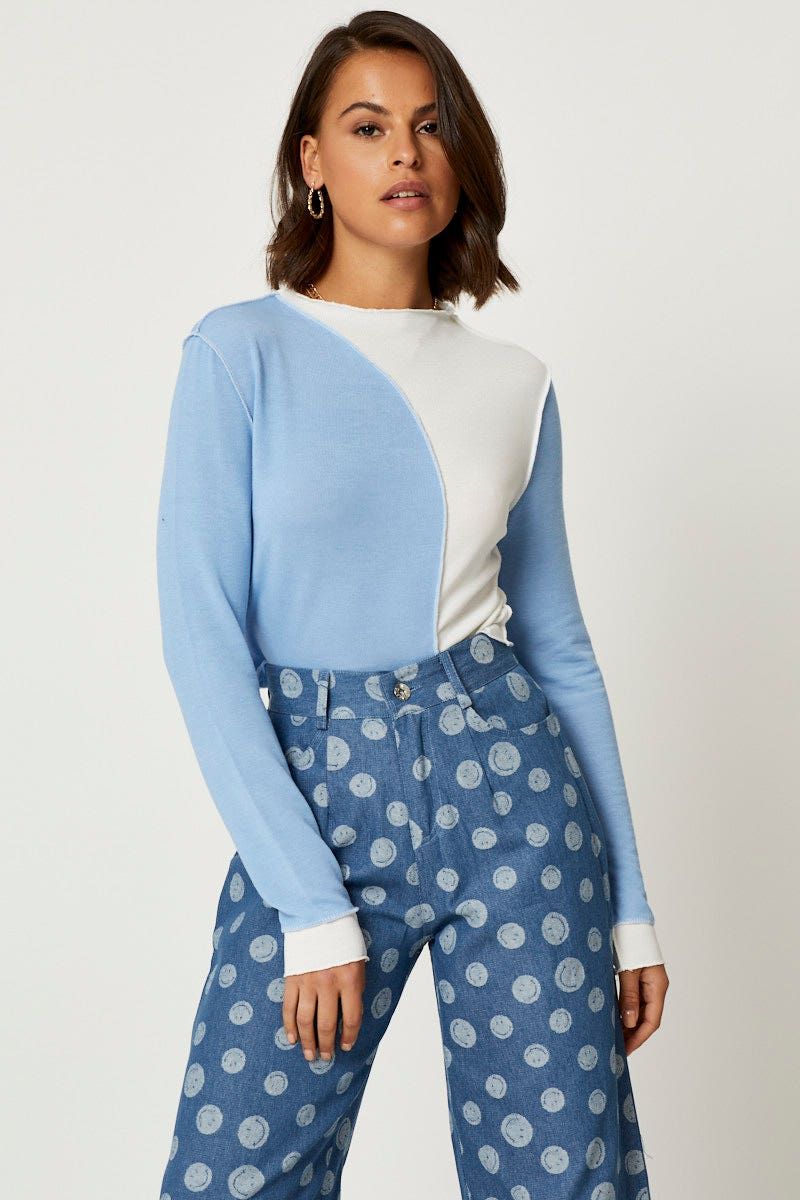 Stripe Patchwork Colourblock Top sold by Ally Fashion