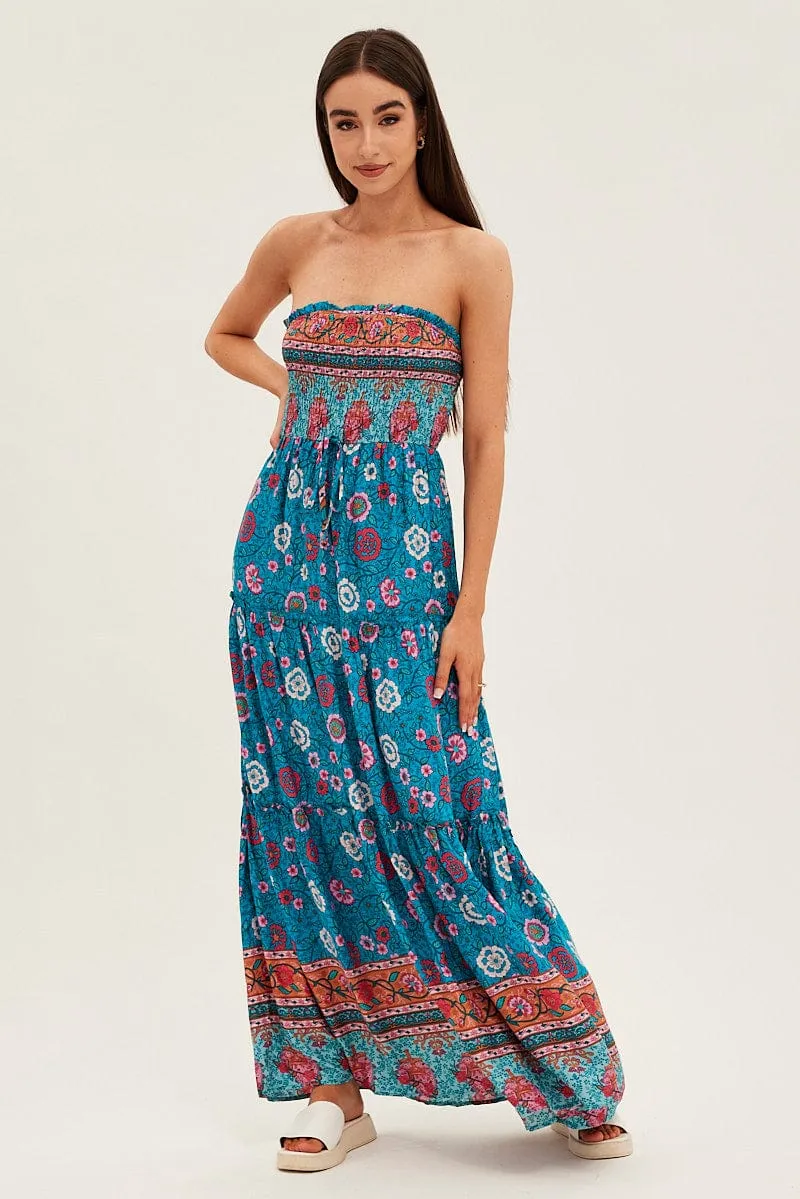 Boho Print Maxi Dress Bandeau Sun Dress sold by Ally Fashion product image thumbnail 3