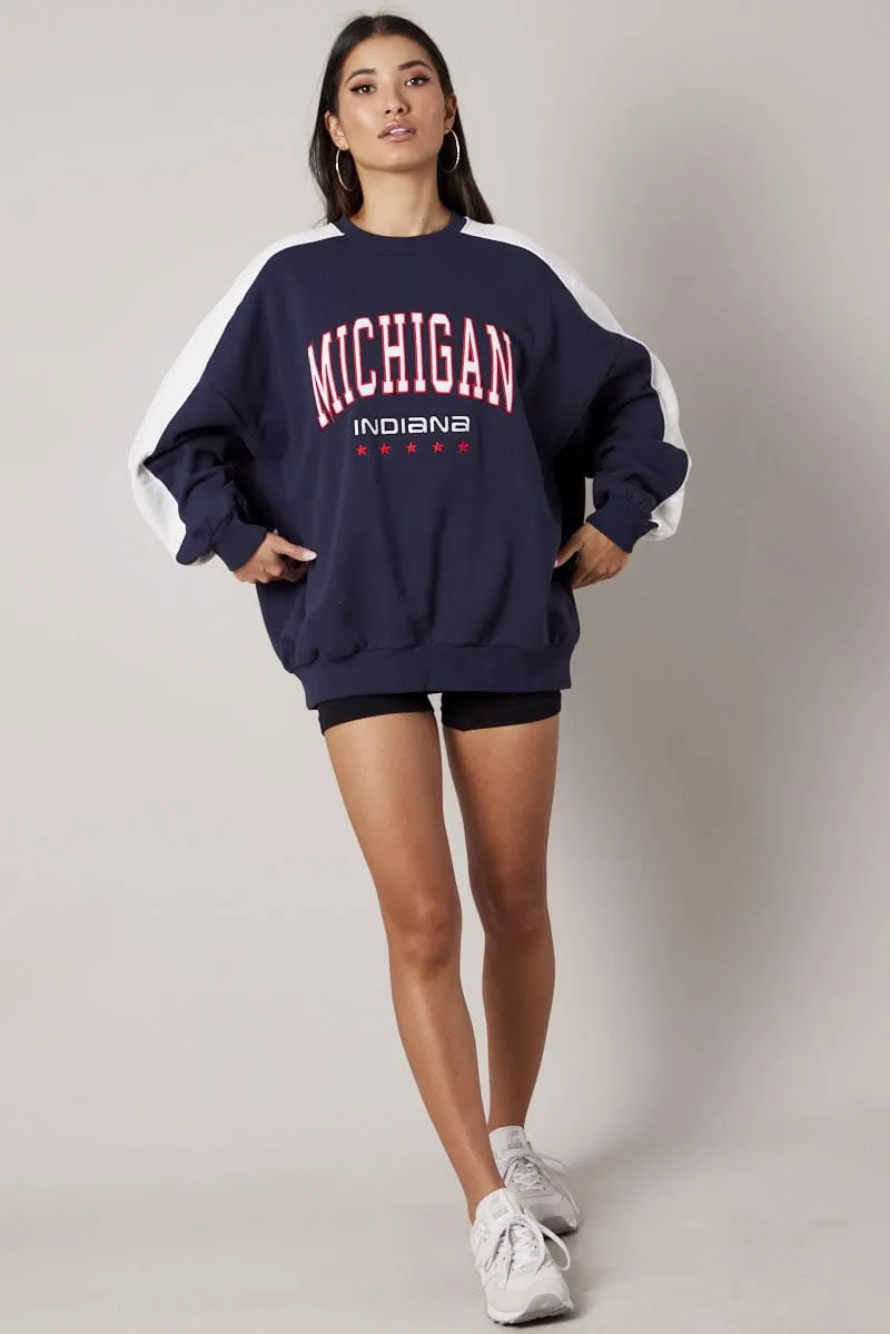 Blue Graphic Sweater Oversized sold by Ally Fashion product image thumbnail 2
