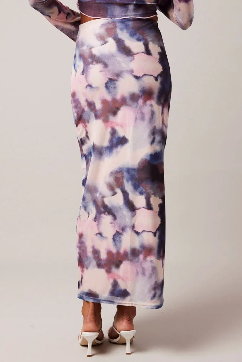 Multi Abstract Maxi Skirt High Rise Mesh sold by Ally Fashion product image thumbnail 5