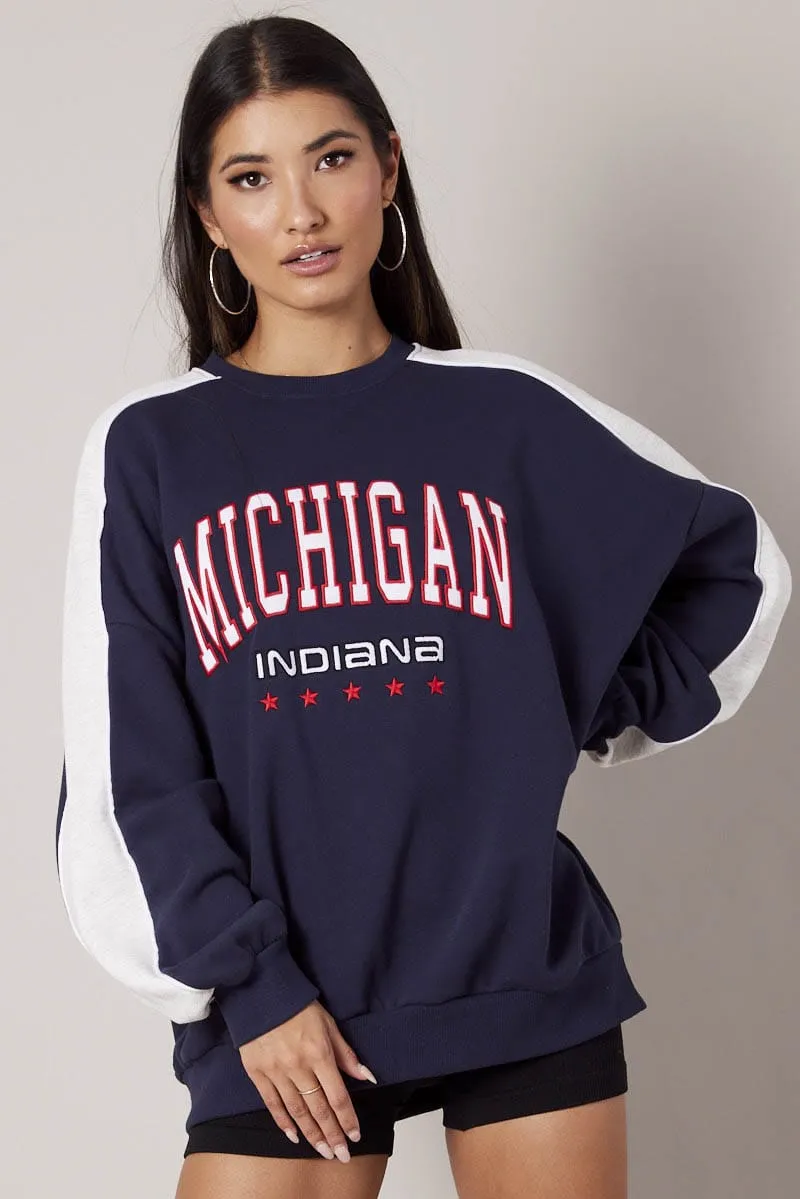 Blue Graphic Sweater Oversized sold by Ally Fashion product image thumbnail 3