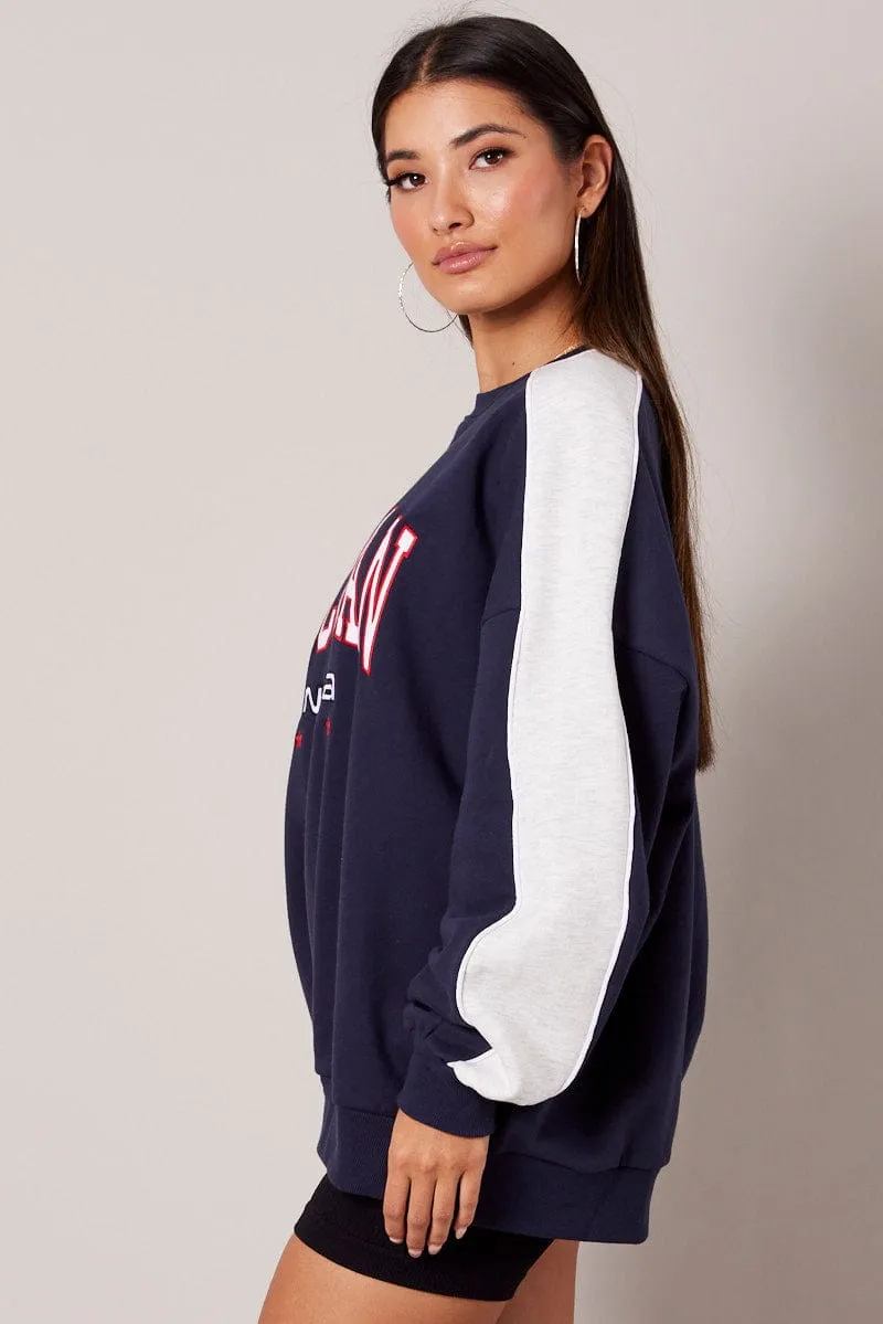 Blue Graphic Sweater Oversized sold by Ally Fashion product image thumbnail 4