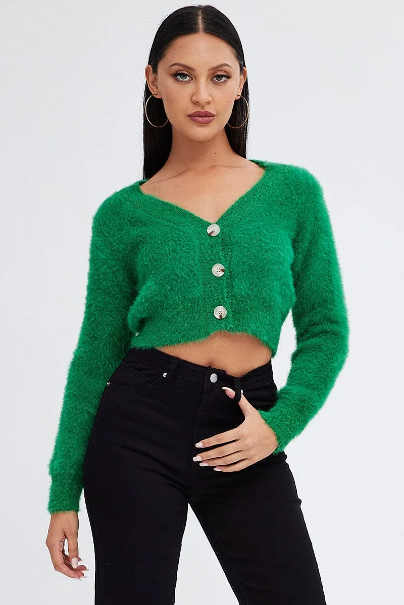 Green Fluffy Cardigan sold by Ally Fashion product image thumbnail 3