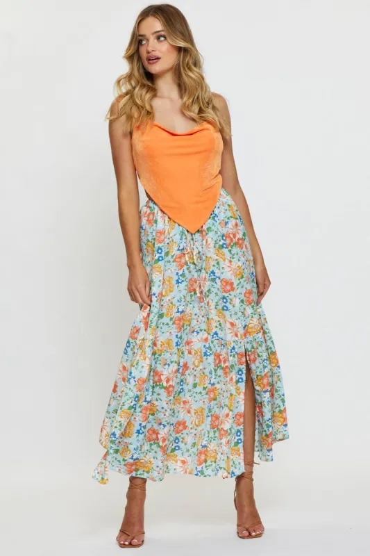 Print High Waist Maxi Skirt sold by Ally Fashion