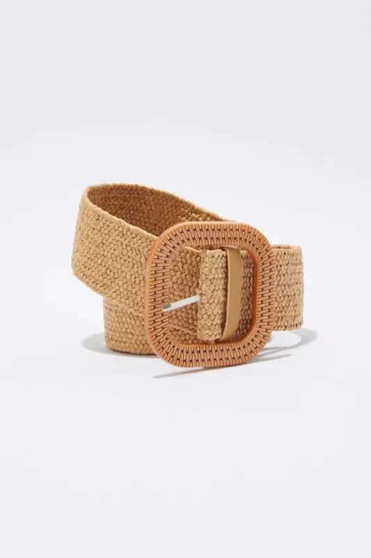 Beige Woven Crochet Belt sold by Ally Fashion