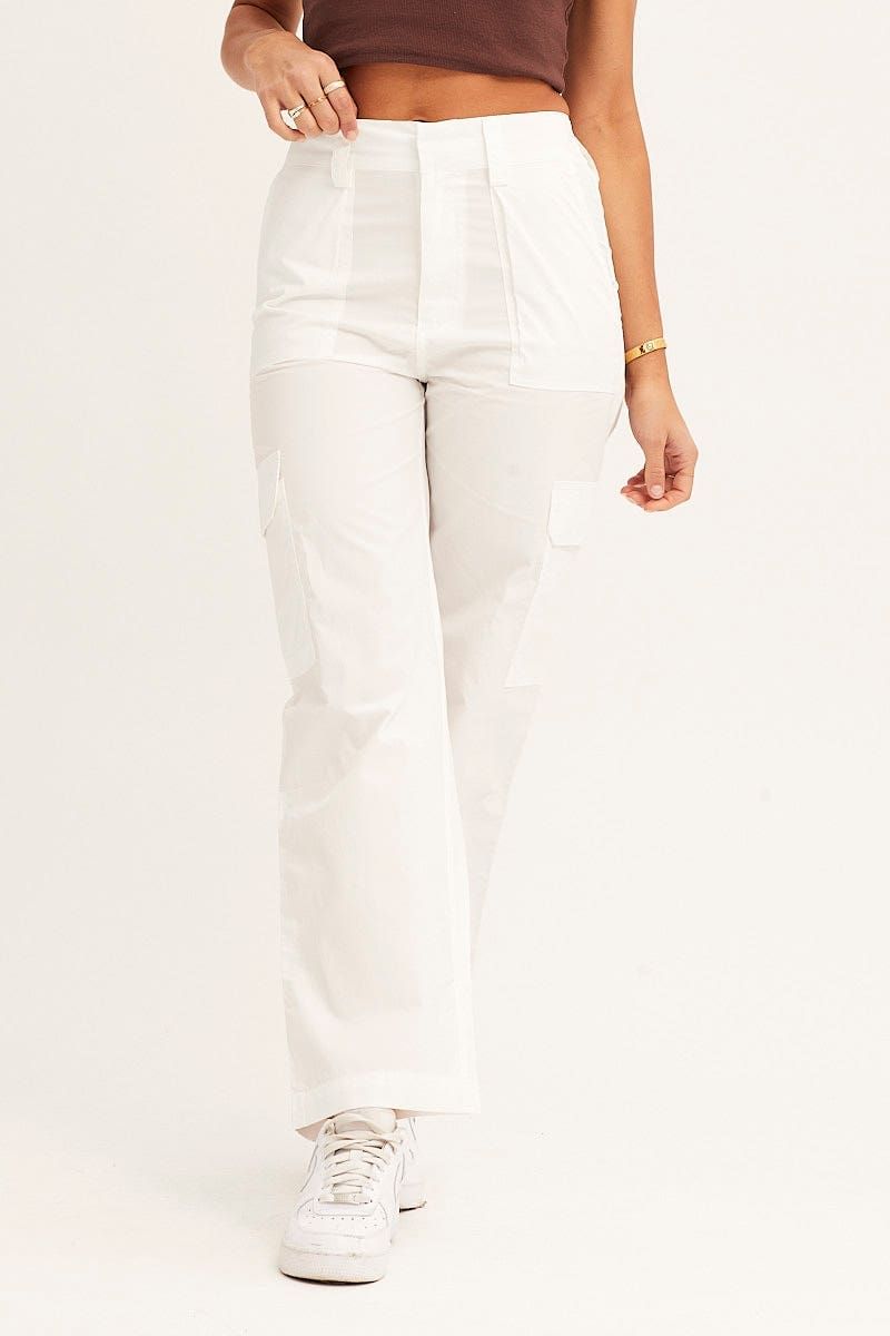 White Cargo Pants Mid Rise sold by Ally Fashion product image thumbnail 2
