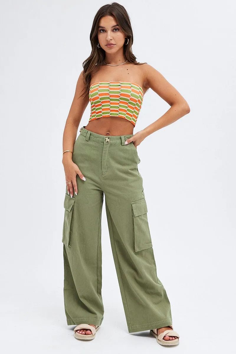 Green Wide Leg Pants Cargo Pockets sold by Ally Fashion product image thumbnail 3