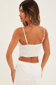 White Crop Top Sleeveless Sweetheart Neckline Cami Lace sold by Ally Fashion