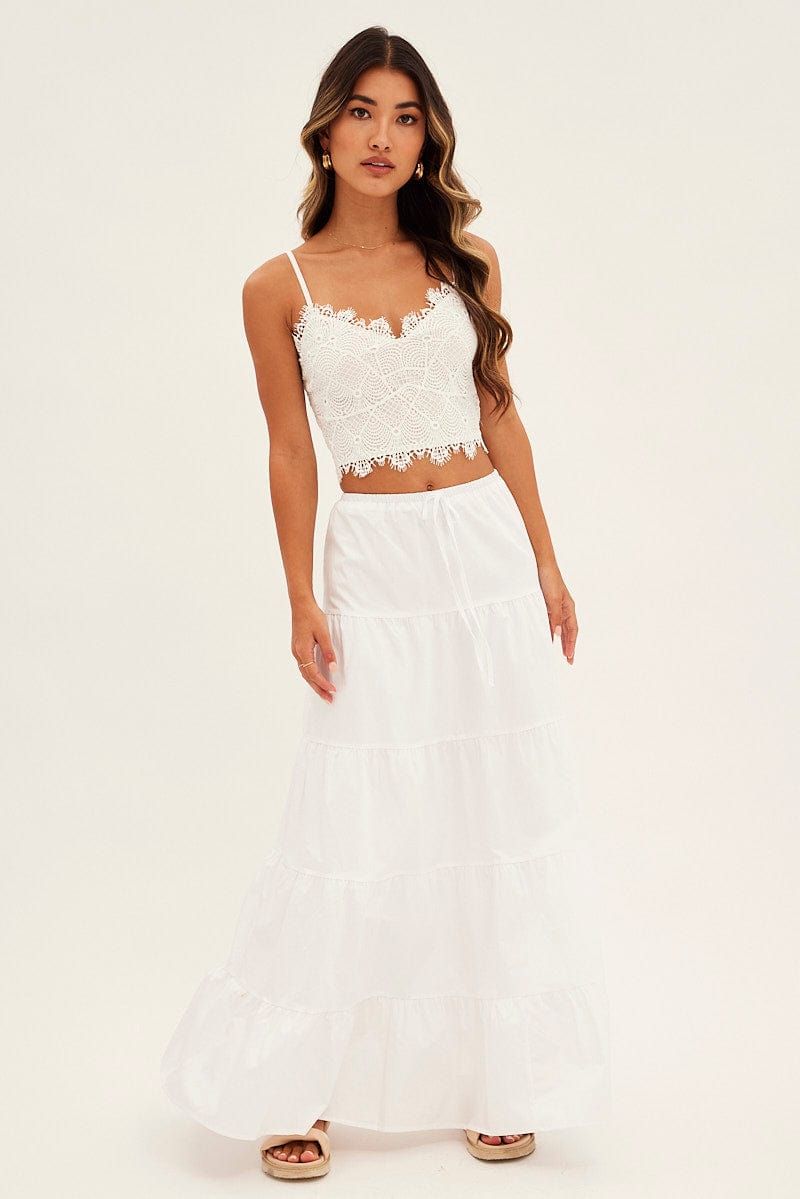 White Crop Top Sleeveless Sweetheart Neckline Cami Lace sold by Ally Fashion product image thumbnail 2