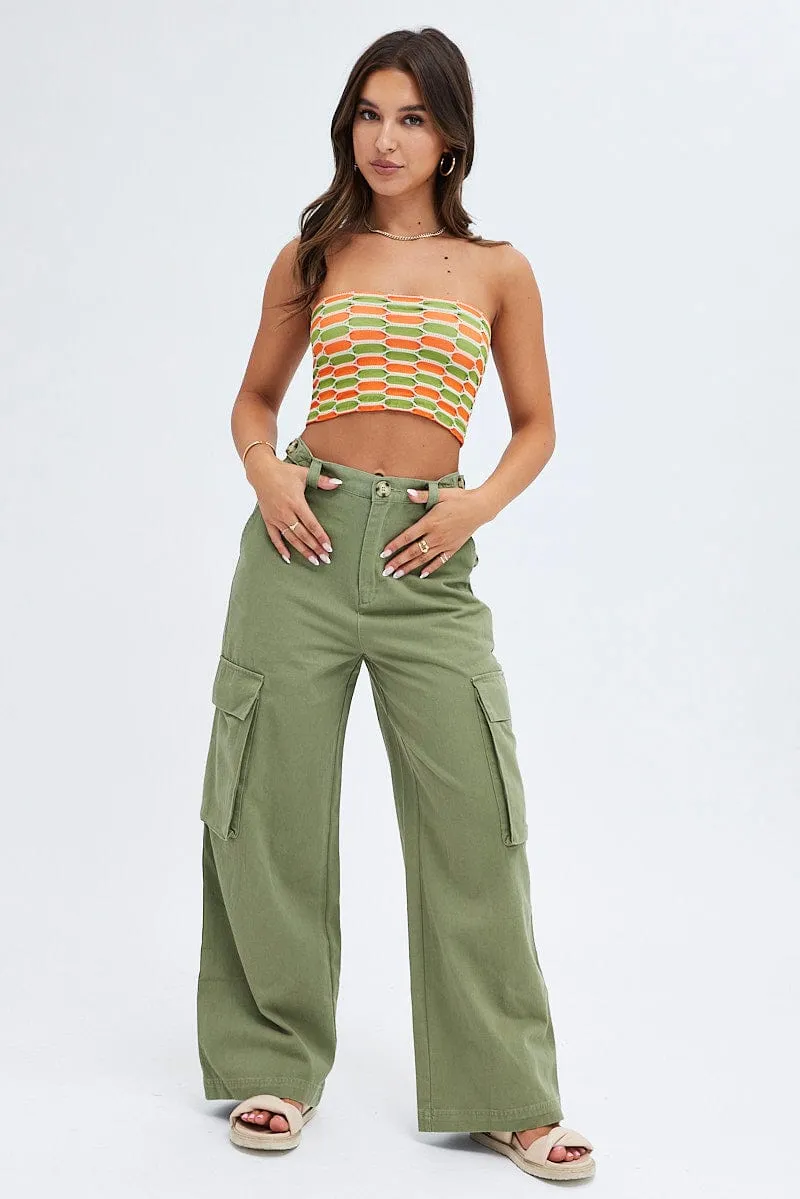 Green Wide Leg Pants Cargo Pockets sold by Ally Fashion product image thumbnail 2