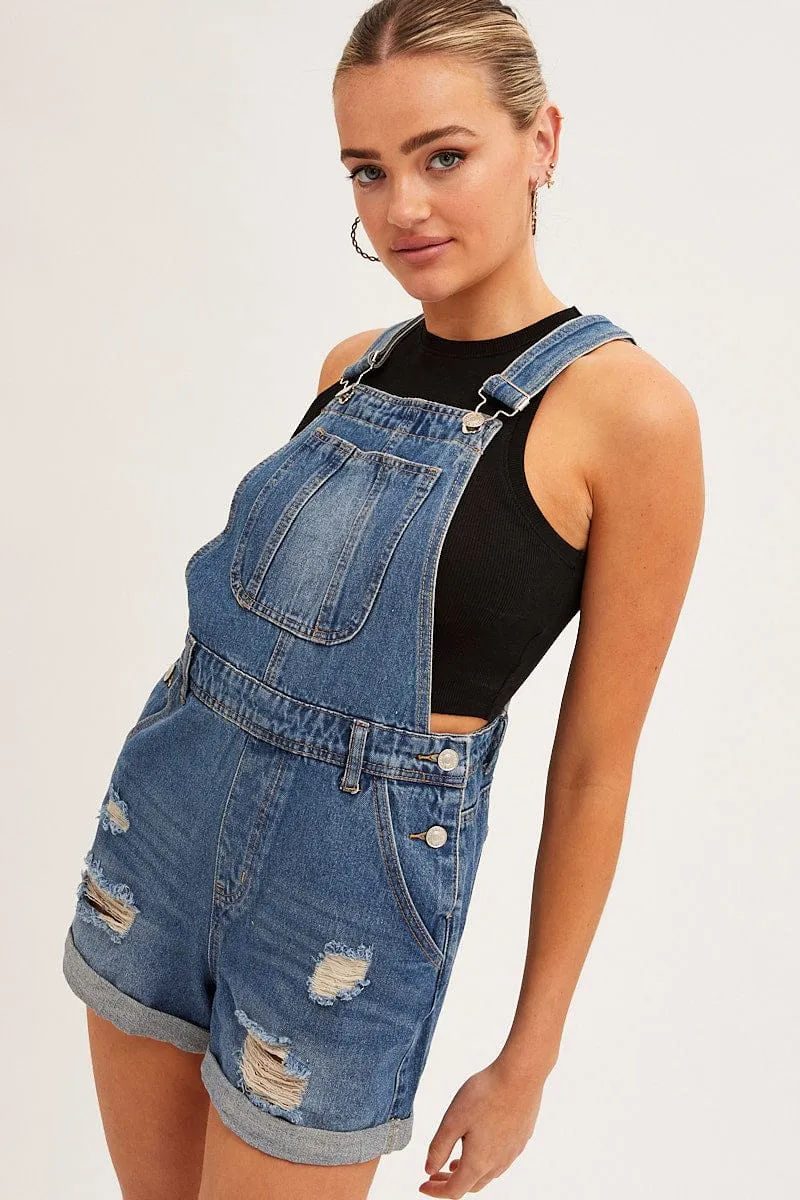 Blue Denim Overall Shorts sold by Ally Fashion product image thumbnail 3