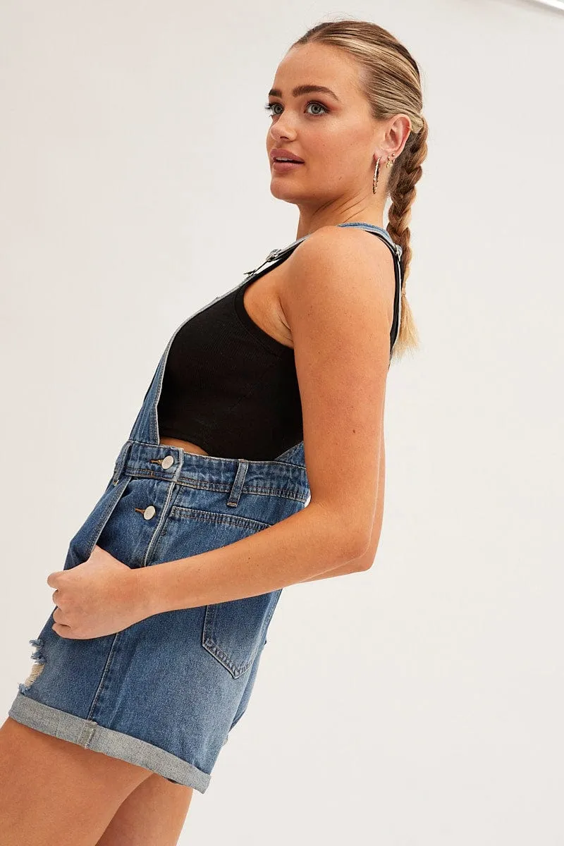 Blue Denim Overall Shorts sold by Ally Fashion product image thumbnail 4