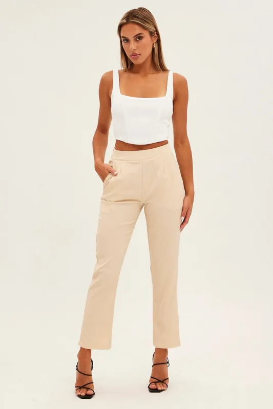 Beige Slim Leg Work Pant sold by Ally Fashion