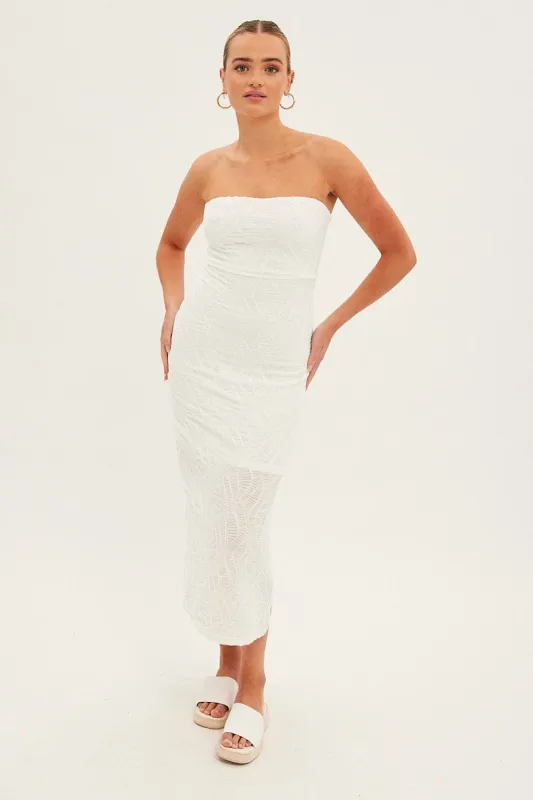 White Midi Dress Strapless Textured sold by Ally Fashion