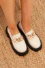 White Chain Detail Chunky Sole Loafers In Patent sold by Ally Fashion