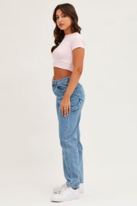 Blue Carpenter Denim Jeans High Rise sold by Ally Fashion