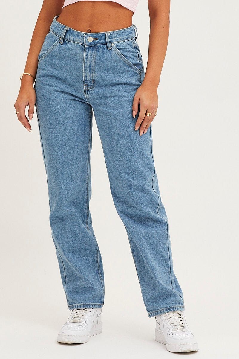 Blue Carpenter Denim Jeans High Rise sold by Ally Fashion product image thumbnail 2