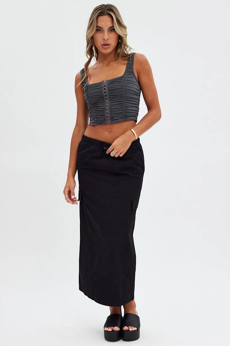 Black Cargo Skirt Midi Cotton sold by Ally Fashion product image thumbnail 3