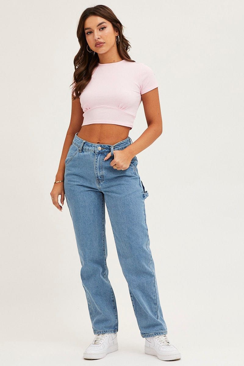 Blue Carpenter Denim Jeans High Rise sold by Ally Fashion