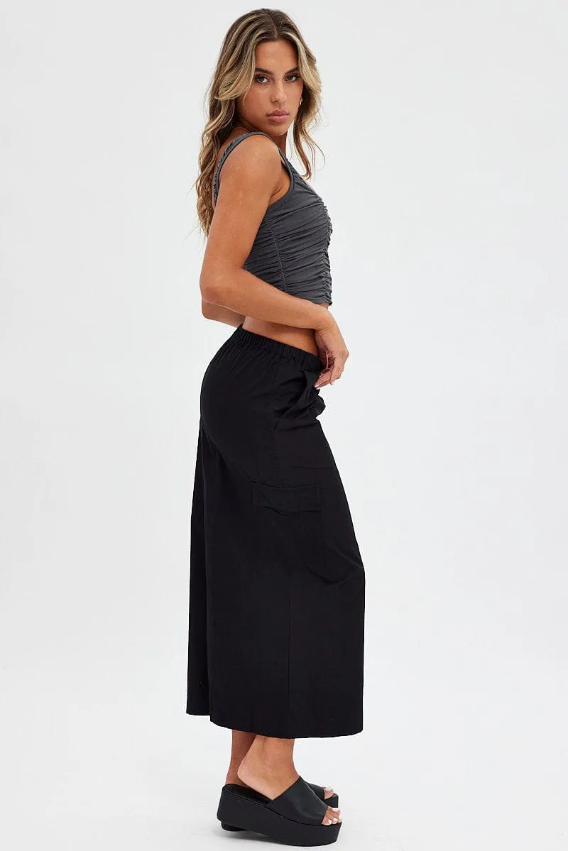 Black Cargo Skirt Midi Cotton sold by Ally Fashion product image thumbnail 4