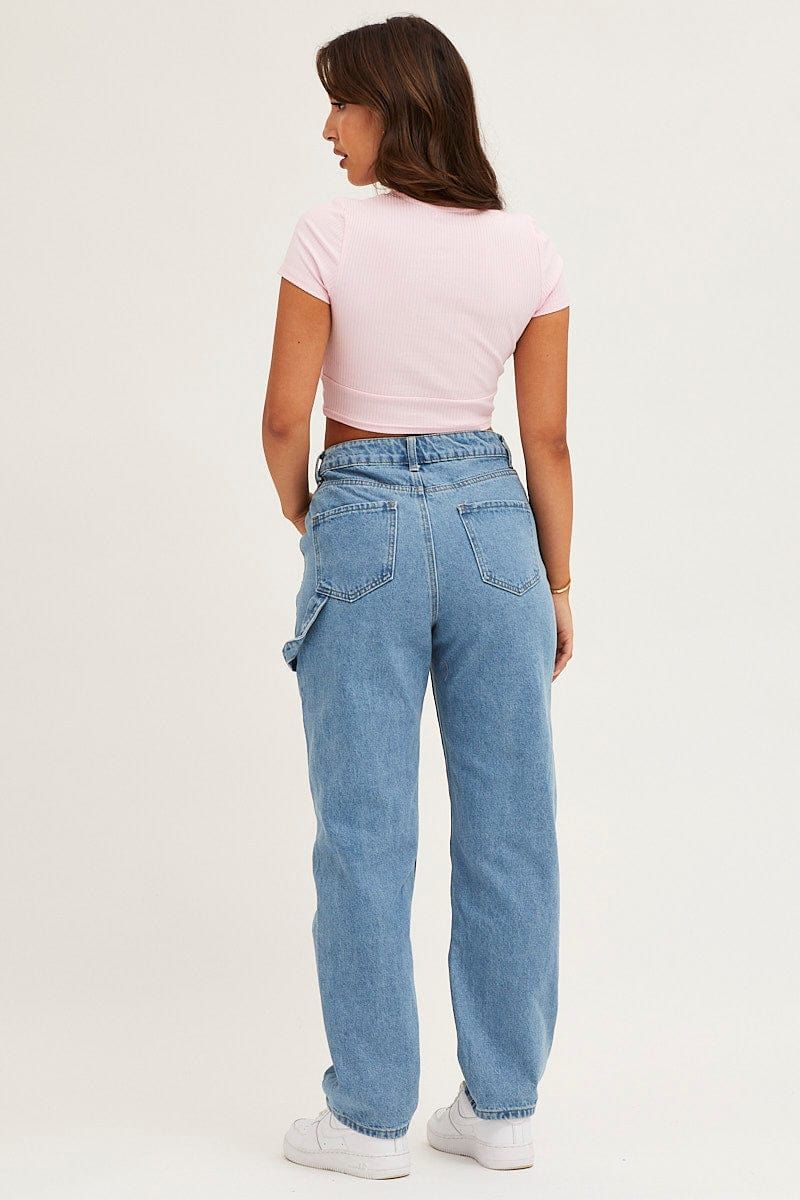 Blue Carpenter Denim Jeans High Rise sold by Ally Fashion product image thumbnail 4