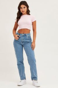 Blue Carpenter Denim Jeans High Rise sold by Ally Fashion
