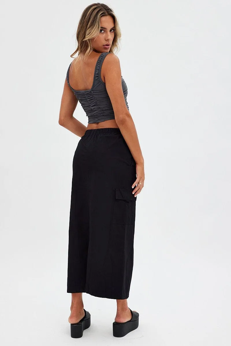 Black Cargo Skirt Midi Cotton sold by Ally Fashion product image thumbnail 5