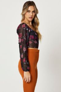 Print Mesh Long Sleeve Top sold by Ally Fashion