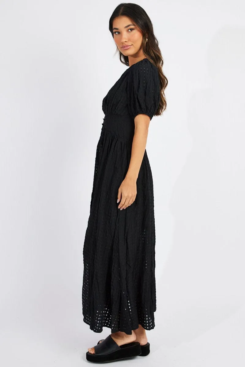 Black Midi Dress Puff Sleeve sold by Ally Fashion product image thumbnail 4