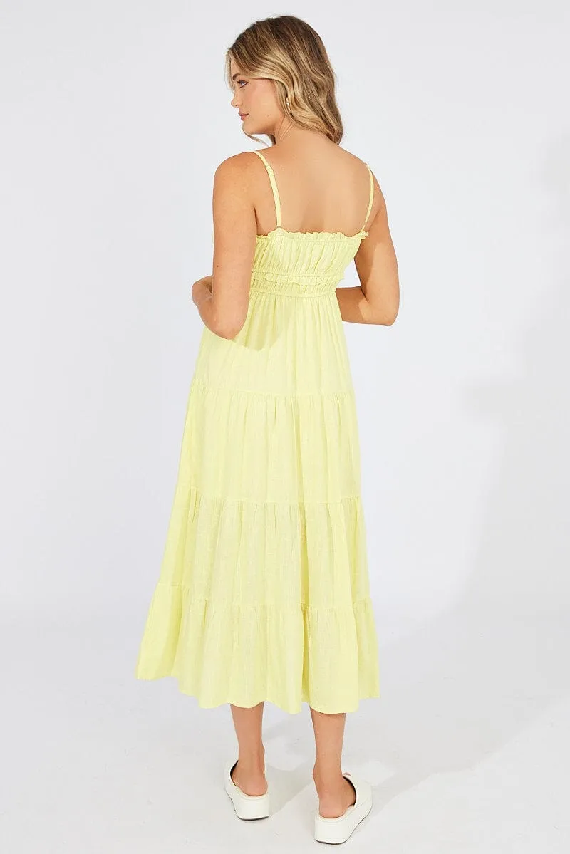 Yellow Midi Dress Sleeveless Ruched Bust Tiered sold by Ally Fashion product image thumbnail 5
