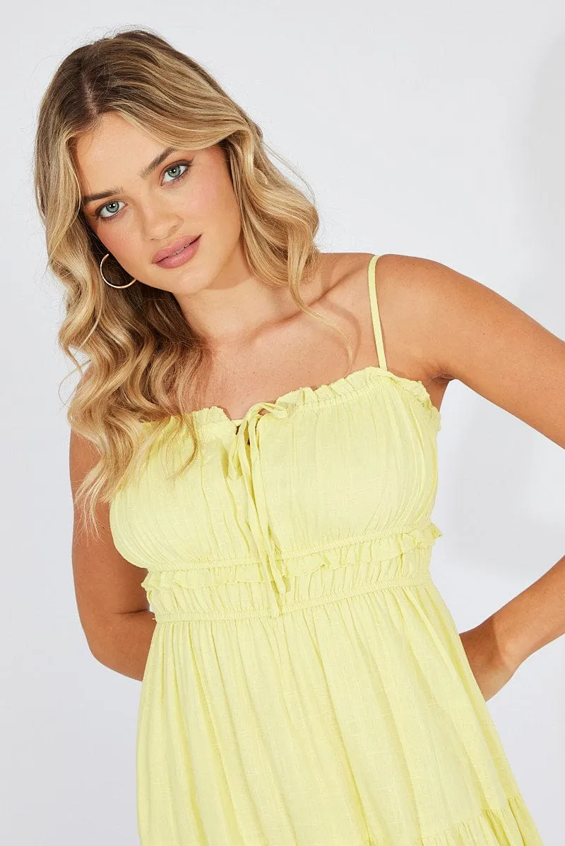 Yellow Midi Dress Sleeveless Ruched Bust Tiered sold by Ally Fashion product image thumbnail 3