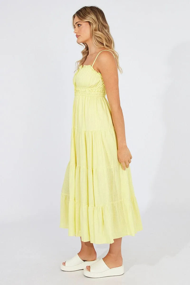 Yellow Midi Dress Sleeveless Ruched Bust Tiered sold by Ally Fashion product image thumbnail 4