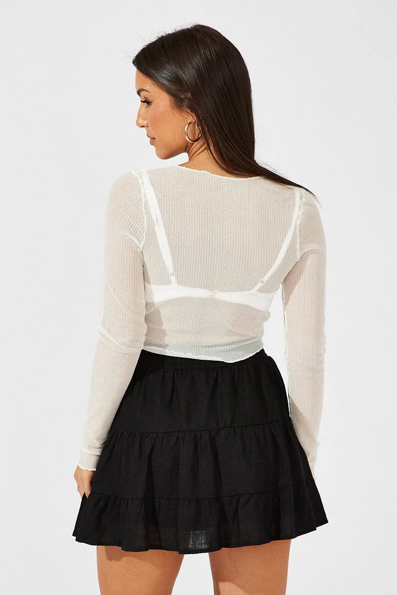 Black Skater Skirt Mini Linen Blend sold by Ally Fashion product image thumbnail 5