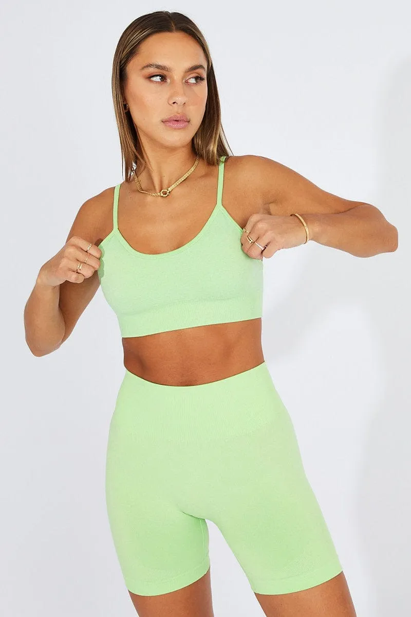 Green Seamless Top And Shorts Activewear Set sold by Ally Fashion product image thumbnail 3