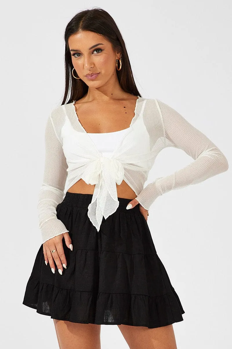 Black Skater Skirt Mini Linen Blend sold by Ally Fashion