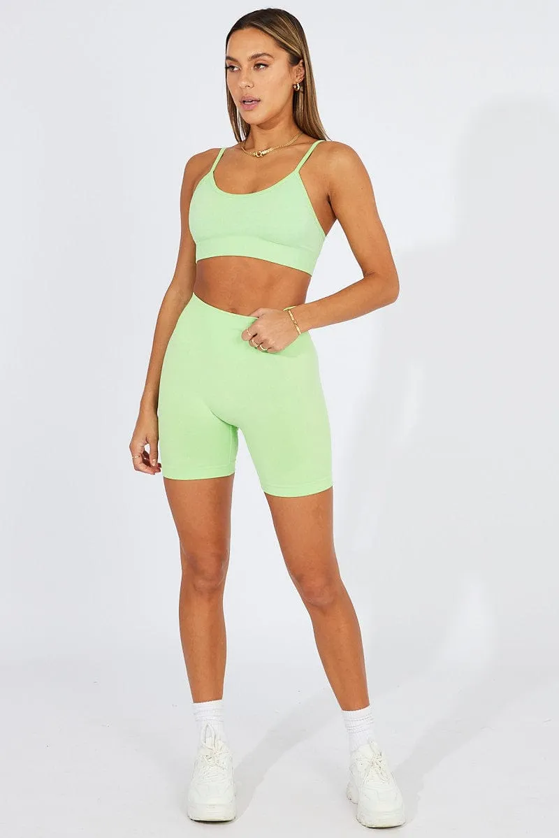 Green Seamless Top And Shorts Activewear Set sold by Ally Fashion product image thumbnail 2