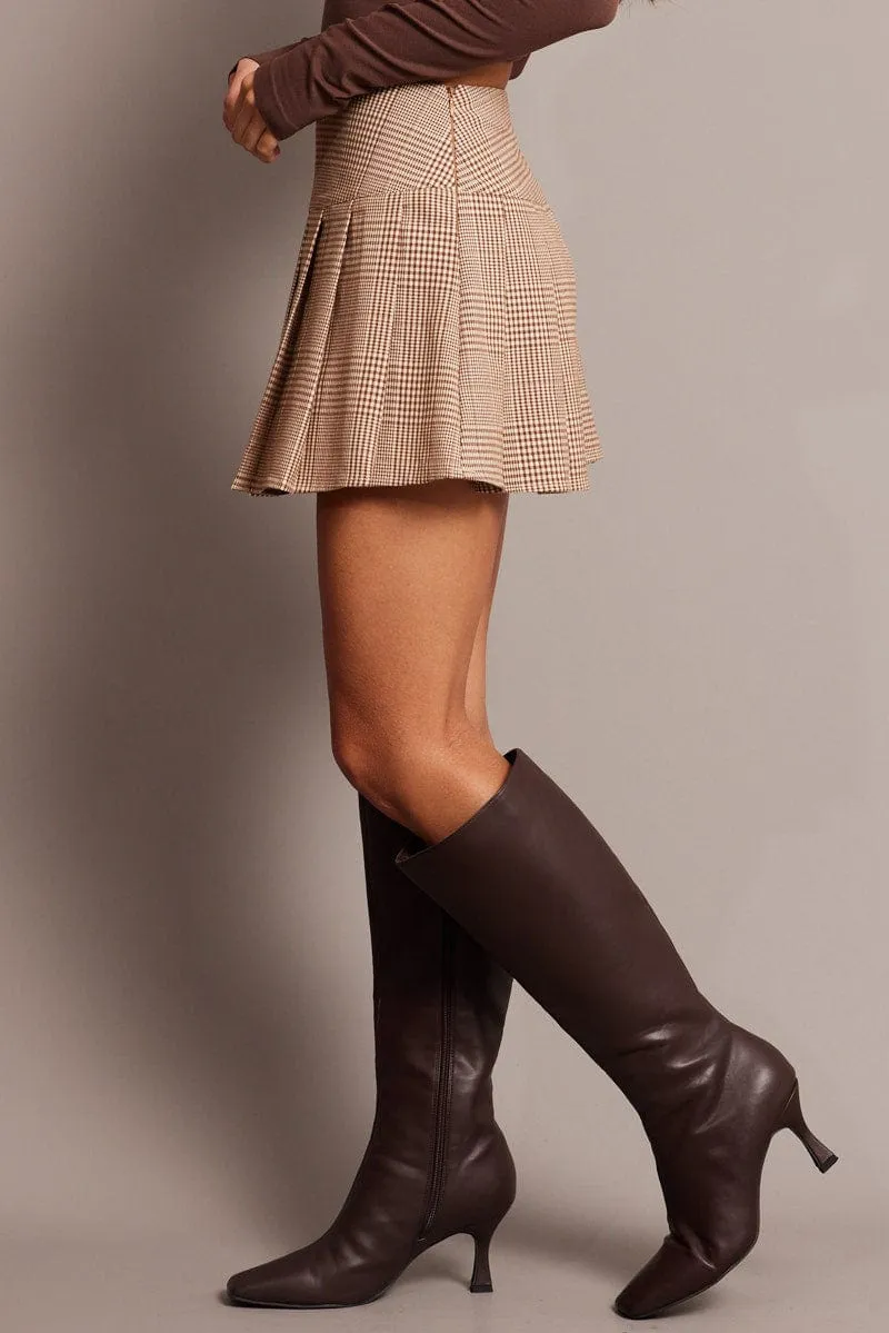 Brown Check Tennis Skirt Mini sold by Ally Fashion product image thumbnail 4