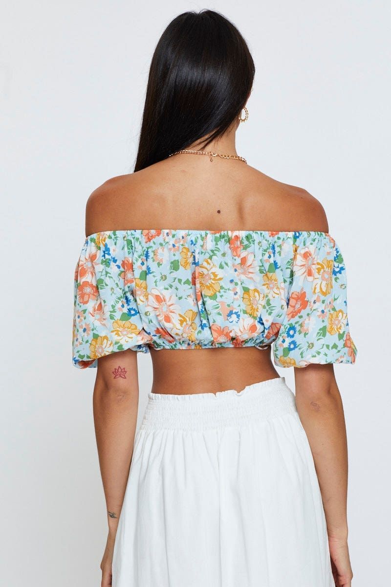 Print Top Short Sleeve Crop Off Shoulder sold by Ally Fashion product image thumbnail 5