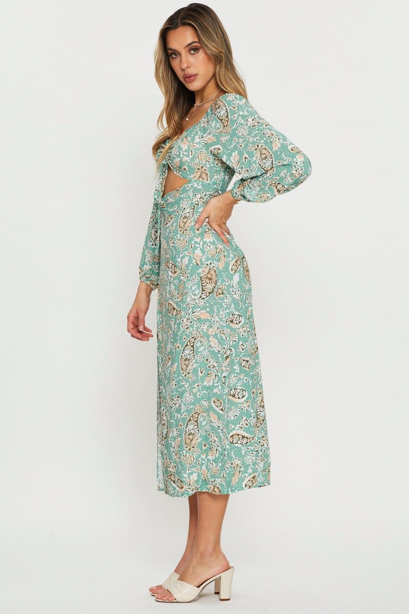 Print Midi Dress Long Sleeve sold by Ally Fashion product image thumbnail 3