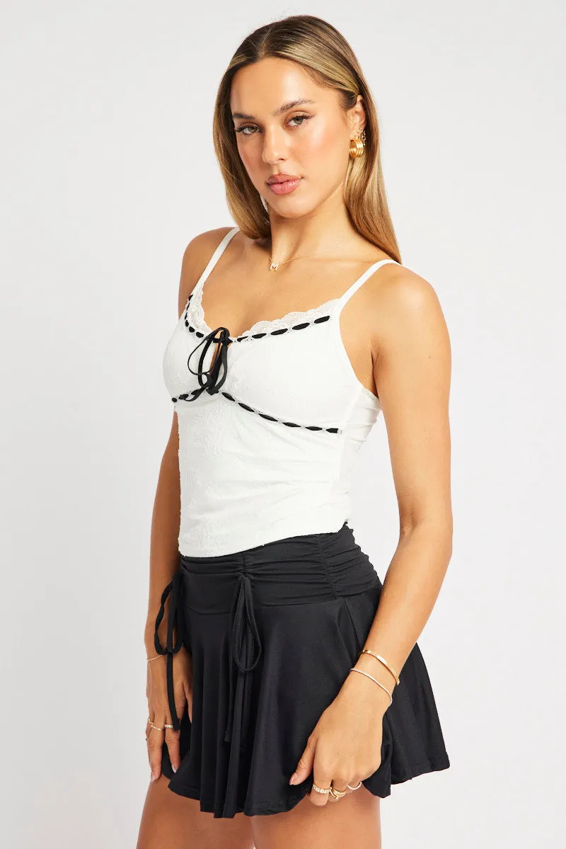 White Lace Singlet Top Lace Ribbon Trim sold by Ally Fashion product image thumbnail 4