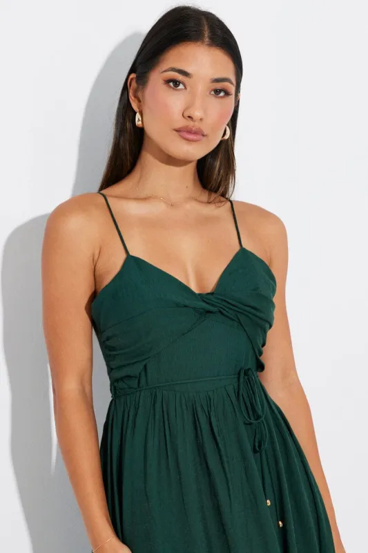Green Twist Front Detail Maxi Dress sold by Ally Fashion