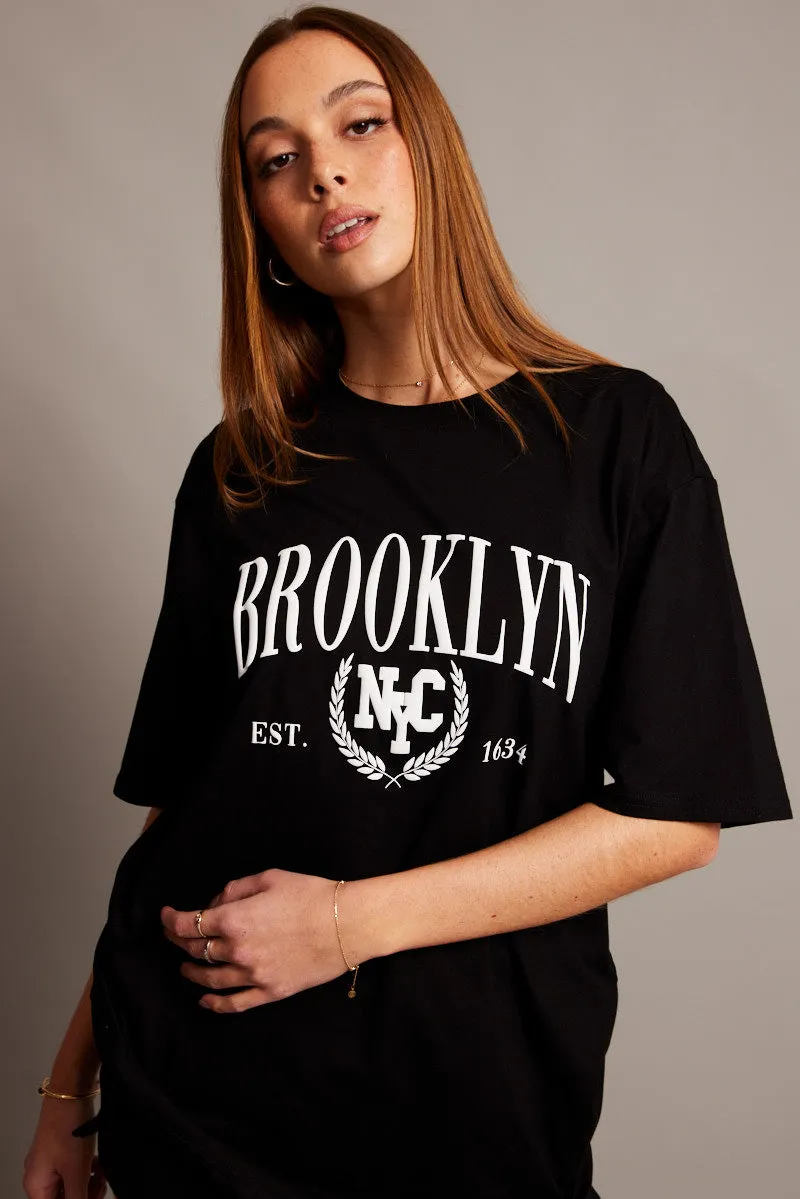 Black Graphic Tee Short Sleeve sold by Ally Fashion product image thumbnail 3