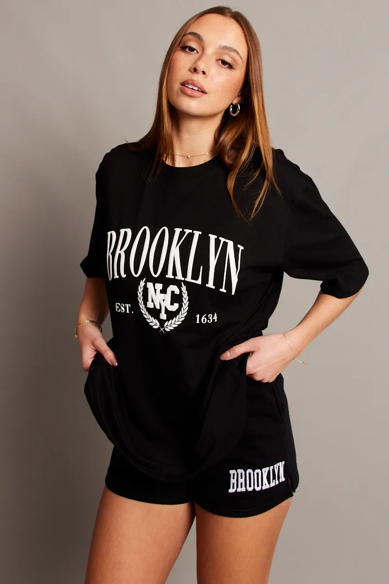 Black Graphic Tee Short Sleeve sold by Ally Fashion