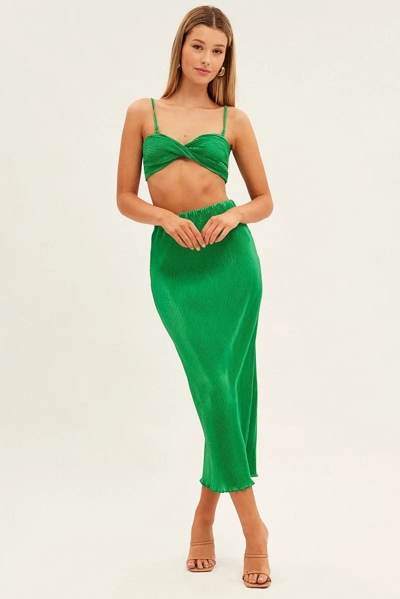 Green Plisse Skirt Maxi High Rise sold by Ally Fashion product image thumbnail 3
