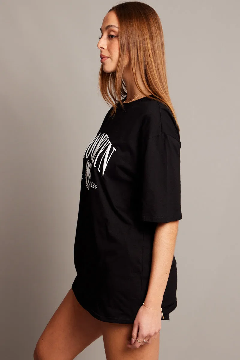 Black Graphic Tee Short Sleeve sold by Ally Fashion product image thumbnail 4