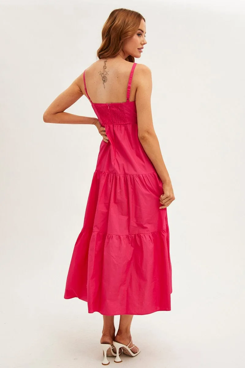 Pink Maxi Dress Sleeveless Ruched Front sold by Ally Fashion product image thumbnail 5