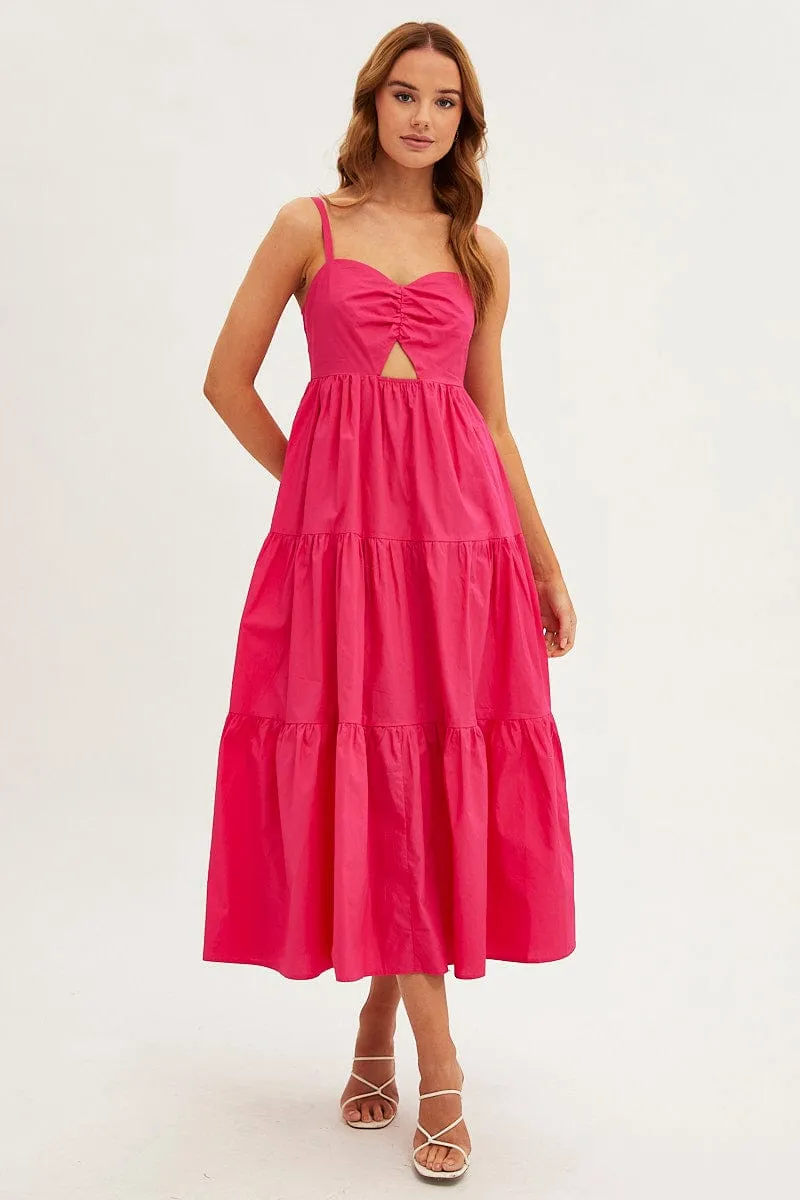 Pink Maxi Dress Sleeveless Ruched Front sold by Ally Fashion product image thumbnail 3