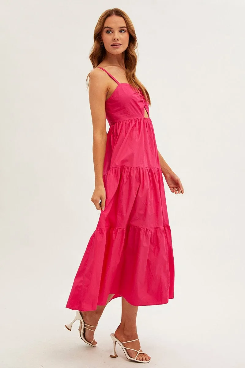 Pink Maxi Dress Sleeveless Ruched Front sold by Ally Fashion product image thumbnail 4